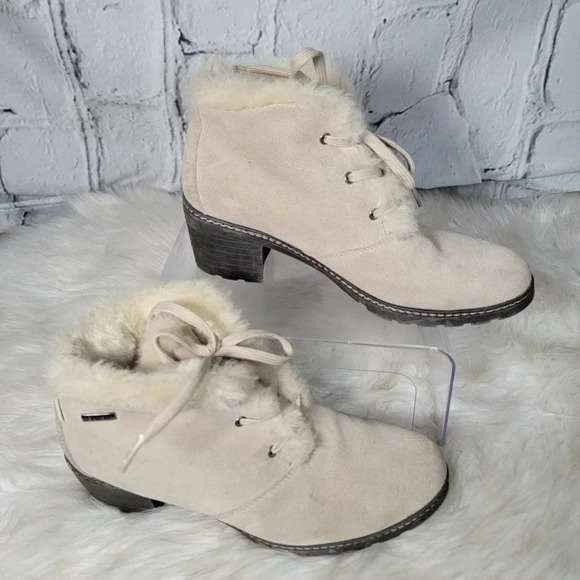 SPORTO‎ Womens 9 Beige Waterproof Insulated Faux Fur Winter Boots Heeled Stylish - Picture 13 of 13